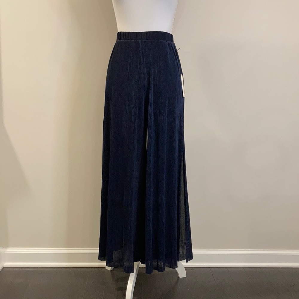 Capulet Pleated Side Slit Wide Leg Pull On Pant